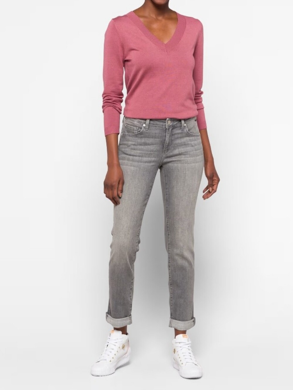 Mavi Boyfriend Gray Straight-Leg Jeans, Size 14